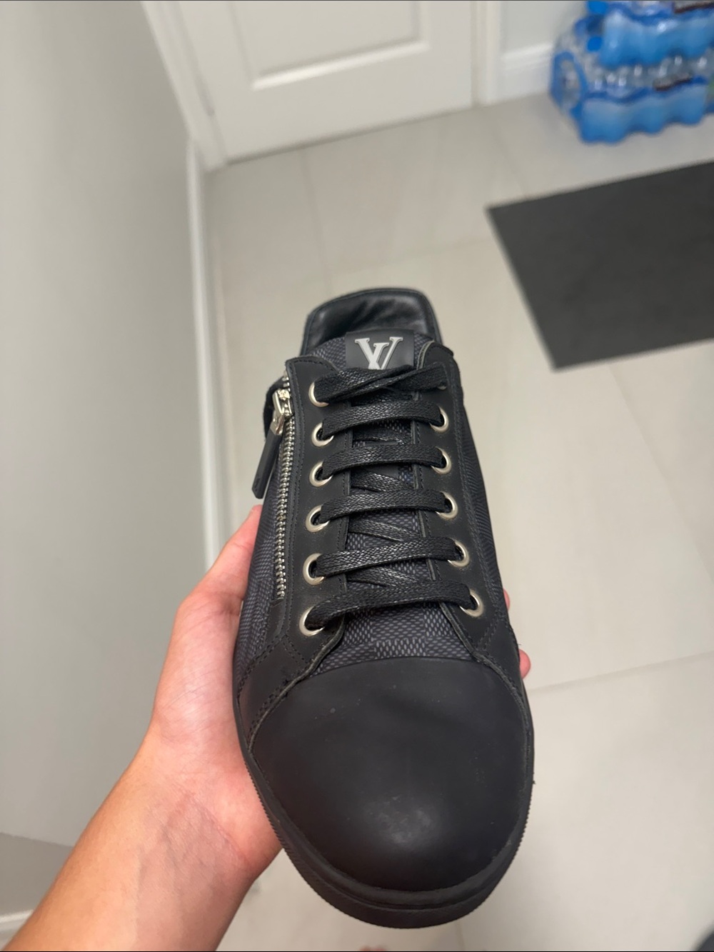 Louis Vuitton Black Men’s Leather & Mesh Low-Top Sneaker